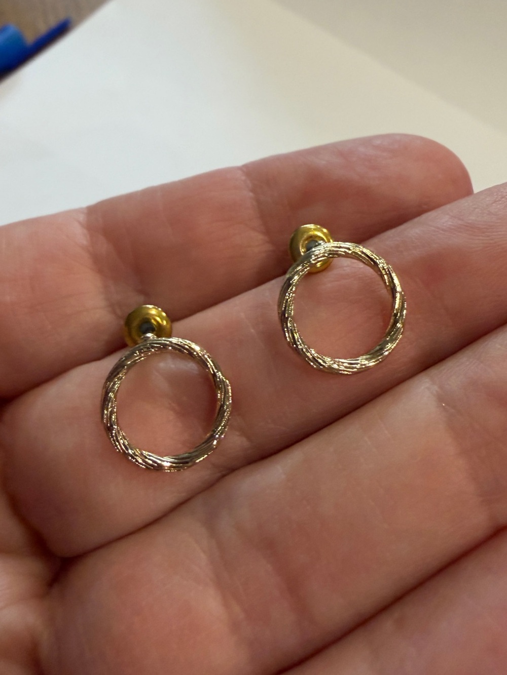 Gold Twisted Circle Stud Earrings - Women Jewelry